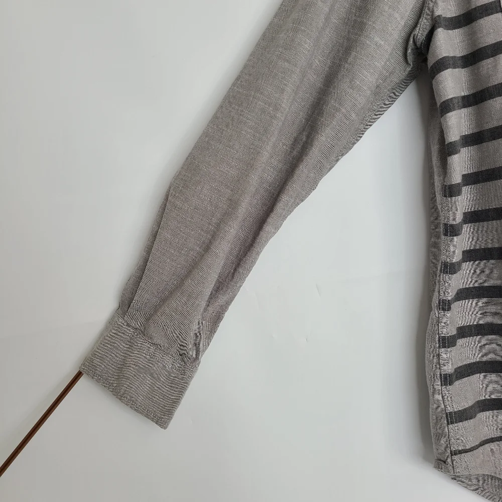 American Rag Shirt Collar Long Sleeve Button-Down Gray Black Stripes X-Large_3